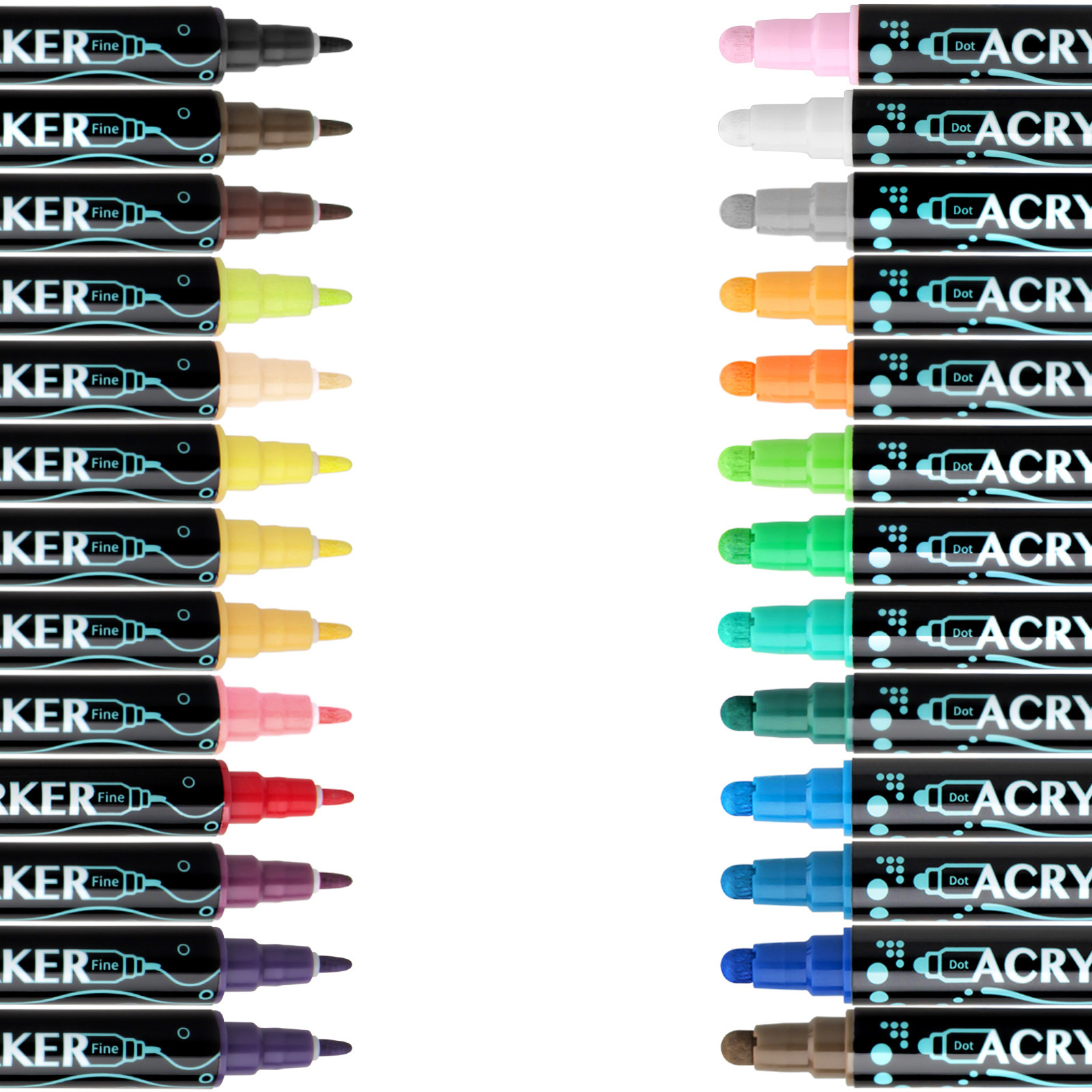 Double Ended Acrylic Marker for Drawing Scrapbooking, 12/24/26/30 Colors Acrylic Paint Pen Quick Drying Water Resistant