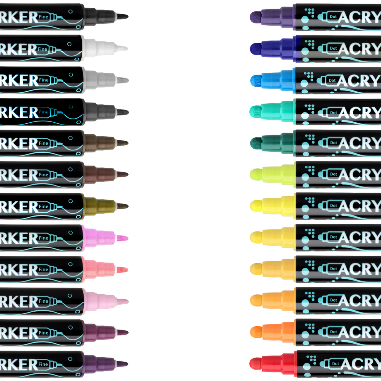 Double Ended Acrylic Marker for Drawing Scrapbooking, 12/24/26/30 Colors Acrylic Paint Pen Quick Drying Water Resistant