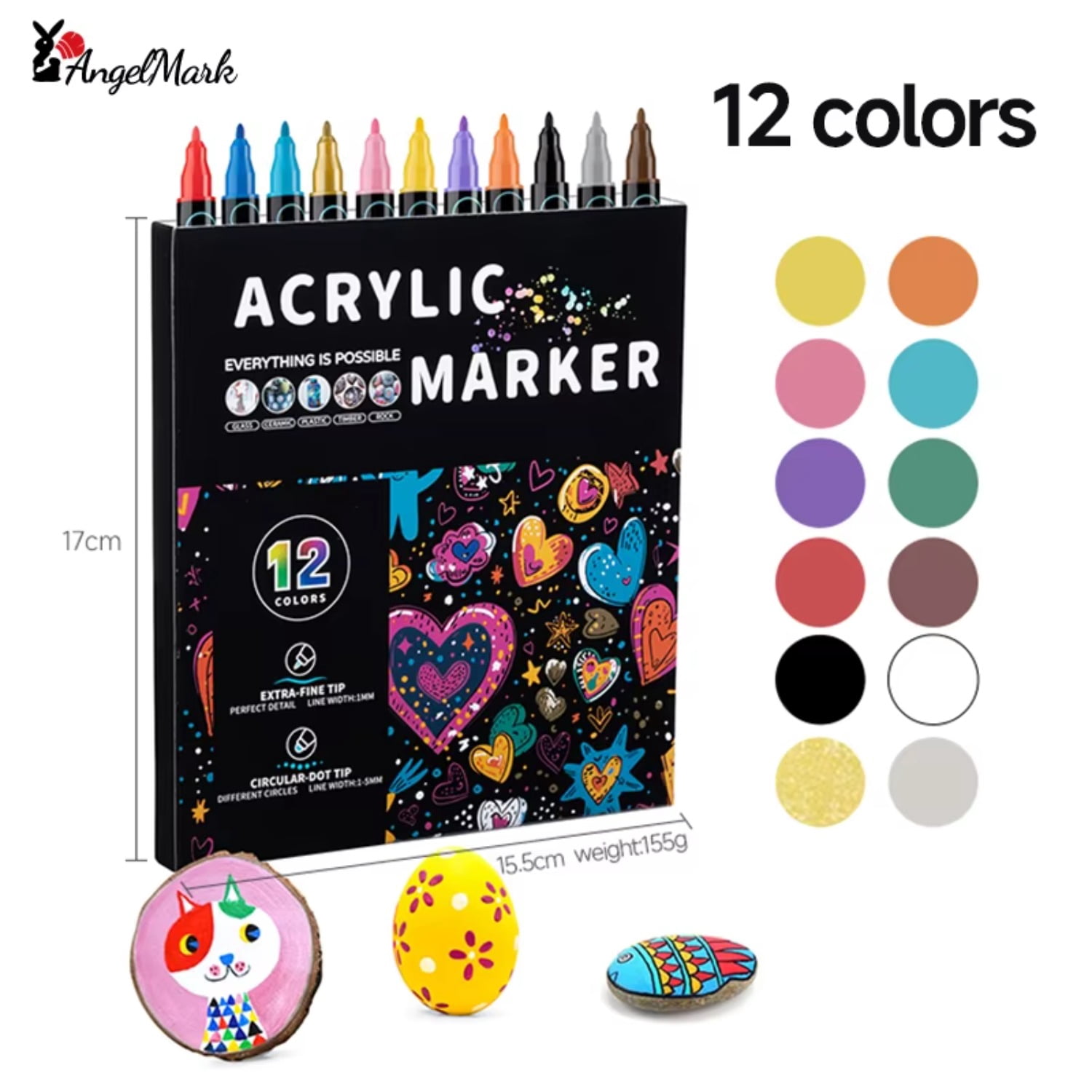 12/24/36/48/72 Colors Dual Tip Acrylic Paint Pens Markers for Wood Canvas Stone Rock Painting Glass Ceramic Surfaces DIY Crafts
