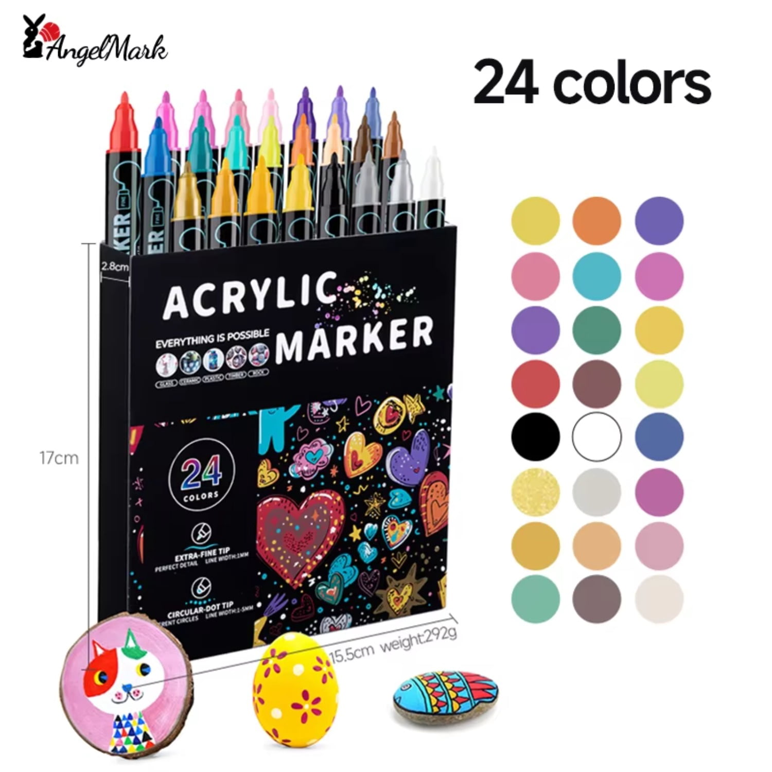 12/24/36/48/72 Colors Dual Tip Acrylic Paint Pens Markers for Wood Canvas Stone Rock Painting Glass Ceramic Surfaces DIY Crafts