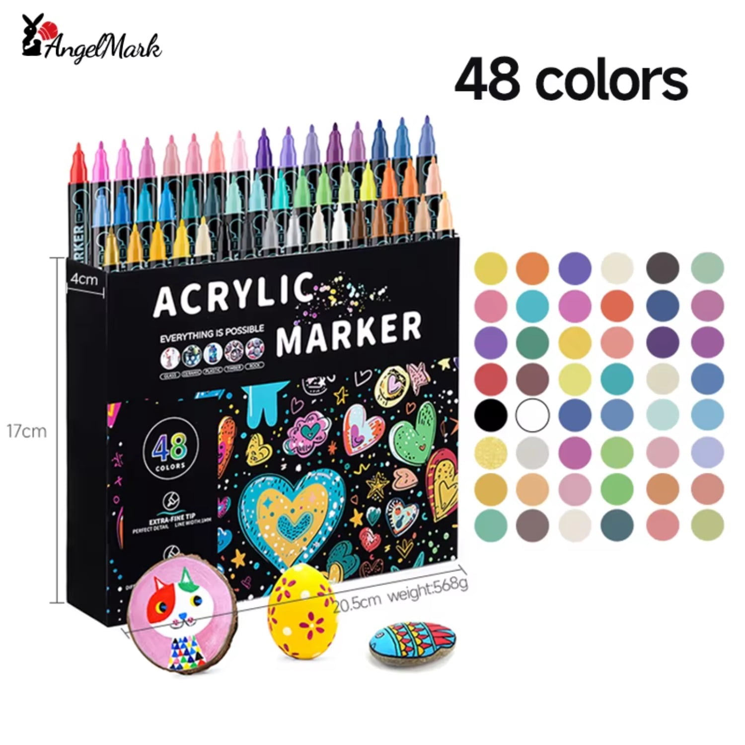 12/24/36/48/72 Colors Dual Tip Acrylic Paint Pens Markers for Wood Canvas Stone Rock Painting Glass Ceramic Surfaces DIY Crafts