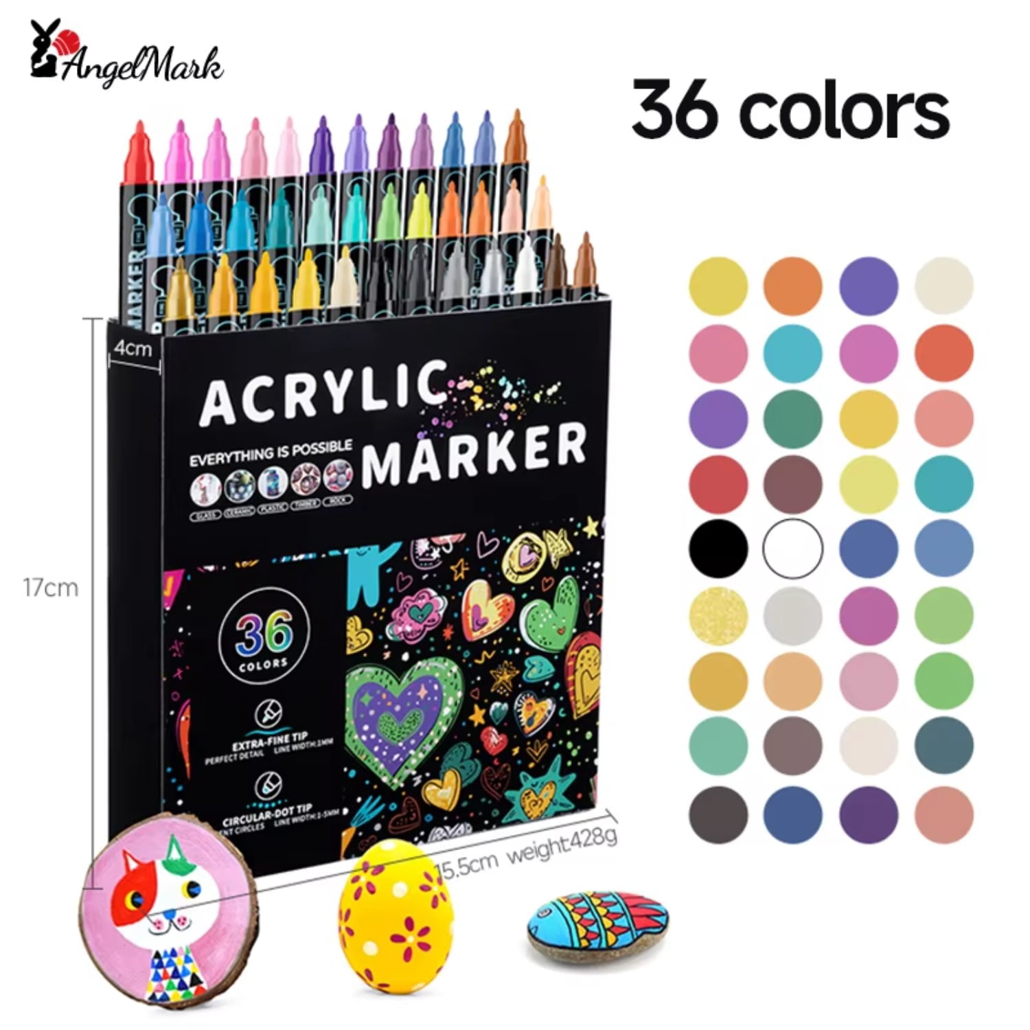 12/24/36/48/72 Colors Dual Tip Acrylic Paint Pens Markers for Wood Canvas Stone Rock Painting Glass Ceramic Surfaces DIY Crafts