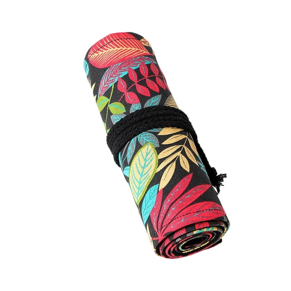 12/24/36/48/72 Holes Rolling Pencil Case Leaves Print Pencil Storage Bag Pencils Roll Canvas Pencil Organizers Bag