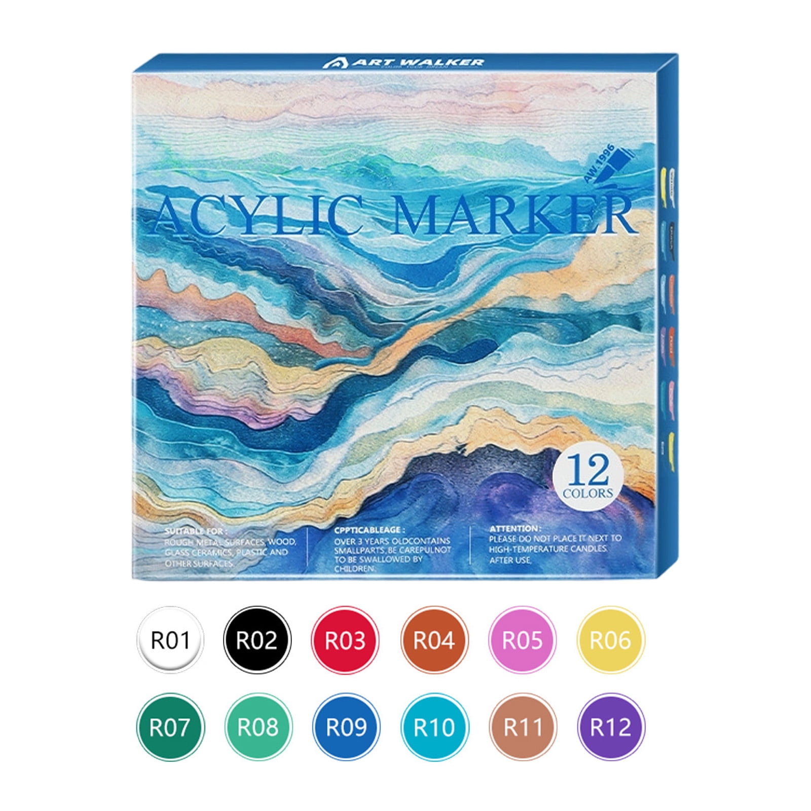 12/24/36/48 Colors Acrylic Paint Pens Marker Set for Rocks, Glass, Mugs, and Most Surfaces with 1-4mm Medium Tip Marker, Durable Soft Tip Watercolor Pens Artist Acrylic Markers(Blue,5.7x0.5x5.7")