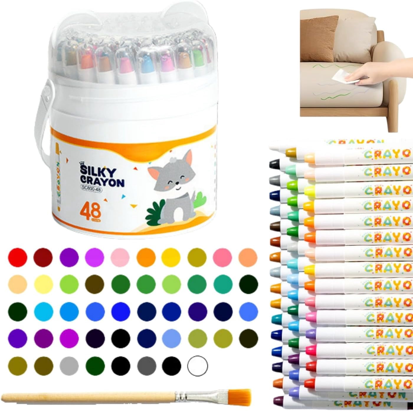 12/24/36/48 Colors Silky Crayons, Twistable Washable Gel Crayons, Quick-Drying Smooth Glide Rotary Crayons with Easy Grip for Drawing & Coloring