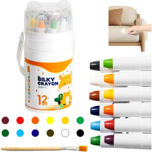 12/24/36/48 Colors Silky Crayons, Twistable Washable Gel Crayons, Quick-Drying Smooth Glide Rotary Crayons with Easy Grip for Drawing & Coloring
