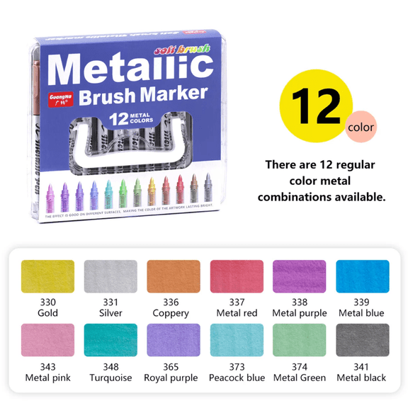 12/24/36/48 Metallic Brush Paint Marker Pens, Permanent Art Markers, DIY Resin Mold Drawing Painting Supplies Craft Markers Pen