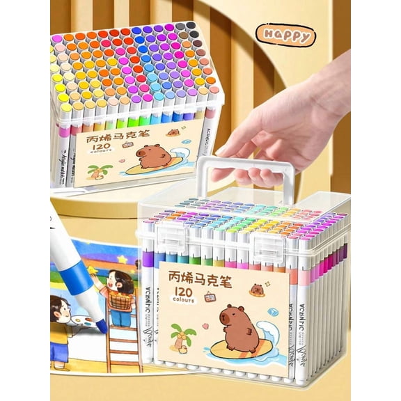 12/24/36/48Pcs Acrylic Marker Pens Set - Colorful Waterproof & Quick-Drying Graffiti Art Markers for Painting, DIY, School Use, Teachers & Students (Random Patterns)