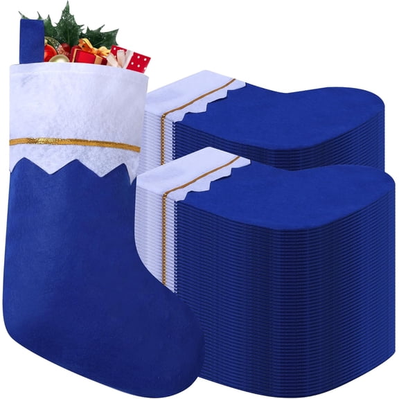 12/24/36/60/120 Pack Felt Red Green Christmas Stockings, 15 Inches Personalized Christmas Stockings, White Cuff with Gold Trim DIY Christmas Stockings for Family Holiday Christmas Party Decorations