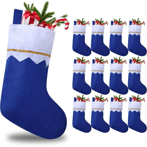 12/24/36/60/120 Pack Red and White Felt Christmas Stockings, 15 Inches Personalized White Cuff with Gold Trim Xmas Stockings, Fireplace Hanging Xmas Tree Decorations for Family Holiday Party Decor