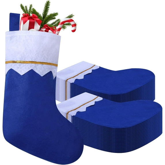12/24/36/60/120 Pack Red and White Felt Christmas Stockings, 15 Inches Personalized White Cuff with Gold Trim Xmas Stockings, Fireplace Hanging Xmas Tree Decorations for Family Holiday Party Decor