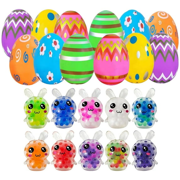 12/24/36 Pack Prefilled Easter Eggs with Slow Rising Toys Easter Eggs Filled for Egg Easter Party Favors for Kids Boys Girls Easter Basket Stuffers Party Toys