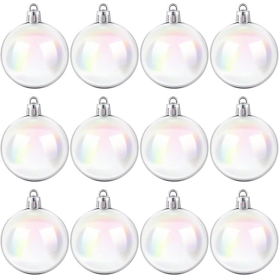 12/24/36 Pcs Christmas Iridescent Ornaments Ball Clear Plastic Bubbles Cauldron Halloween Hanging Ornament Balls Bulk Wedding Decorative Rainbow Hanging Craft for DIY Witch Magic Pot