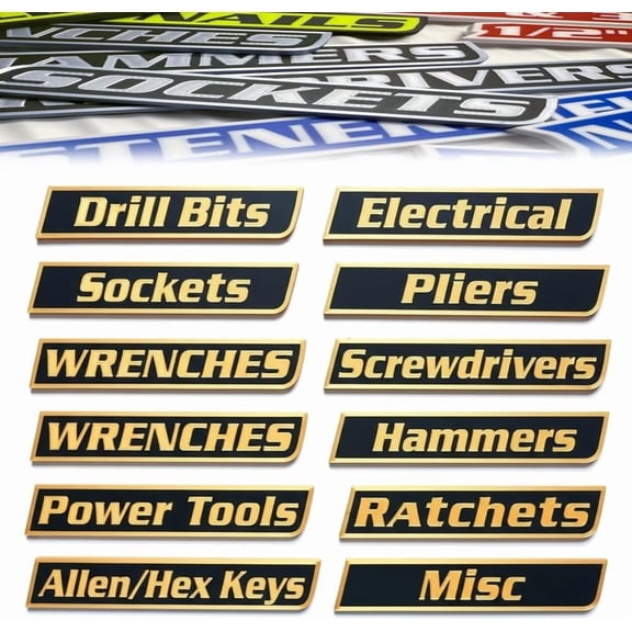 12/24/36 Pcs Magnetic Toolbox Labels, 3D-Printed Design, Durable Metal Toolbox Drawer Labels For Garage Storage Organization