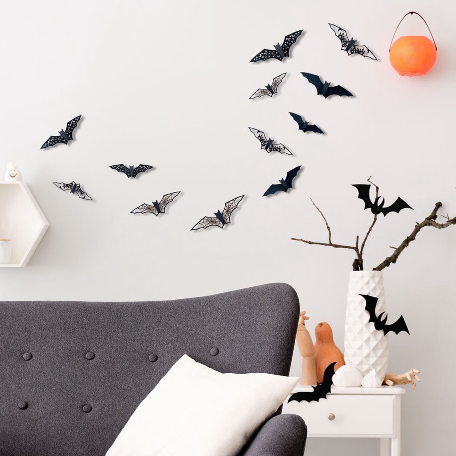 12/24/36PC Halloween Bats Decorations, 3D Halloween Bats Wall Stickers