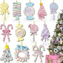 12/24/36PCS Candy Christmas Tree Decorations Lollipop Ornaments Pastel Cute Lands Xmas Tree Hanging Decor for Christmas Themed Party Holiday Decorations