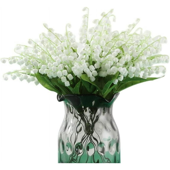 12/24/36Pcs Artificial Flowers Lily of The Valley Mini White Bell Flower Outdoors Fake Plants Faux Plastic Flower for Home Office Decoration, Dining Table Decor