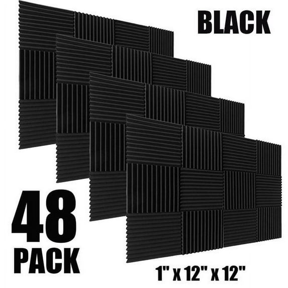 12/24/48/96 Pack Acoustic Panels Studio Foam Wedges Sound Studio KTV Recording Soundproofing Acousticfoam Foam Sponge Wall Tiles 12''x12''x1''