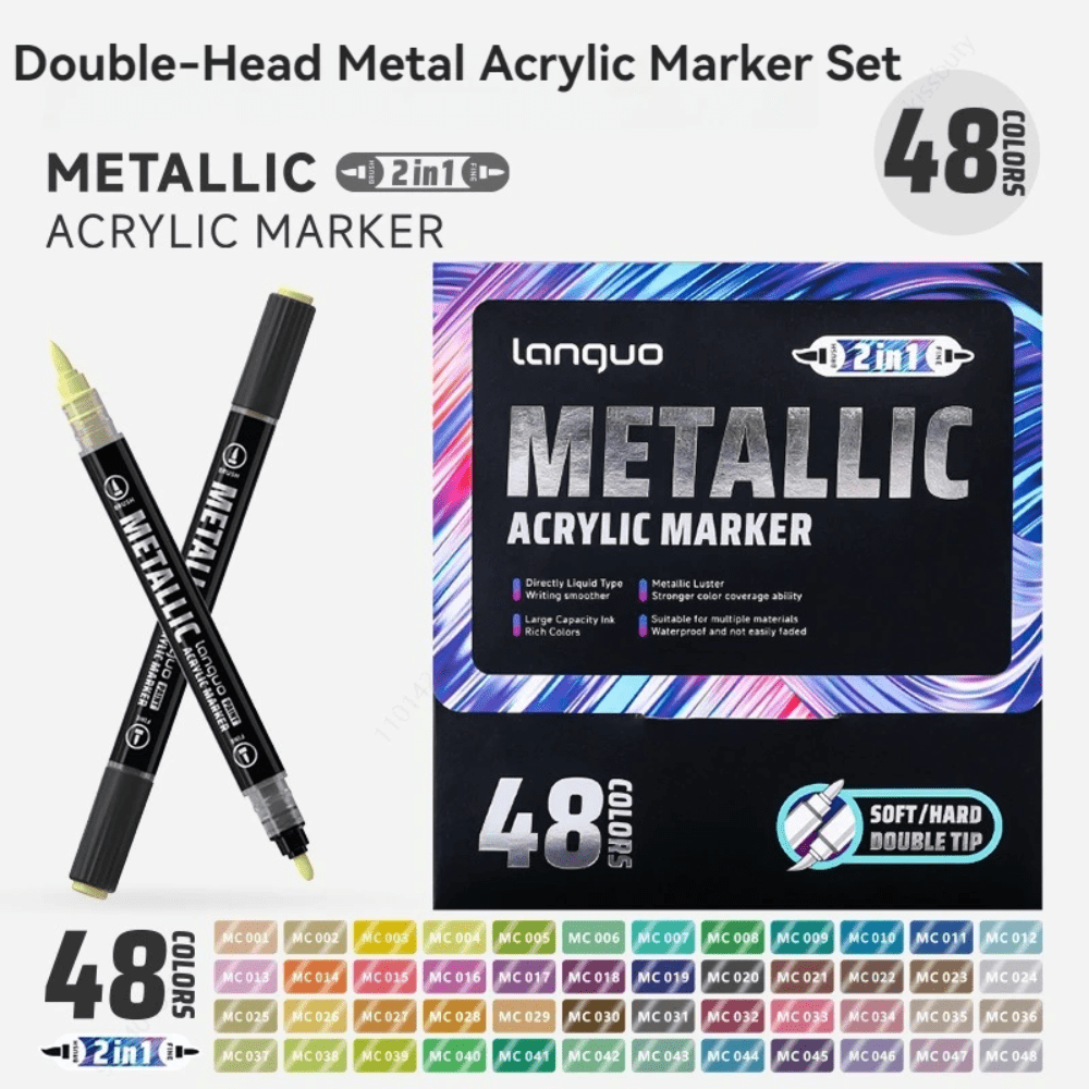 12/24/48 Metallic Color Dual Tip Marker Pen for Gundam Scale Model Painting DIY Tools Rock Painting Stone
