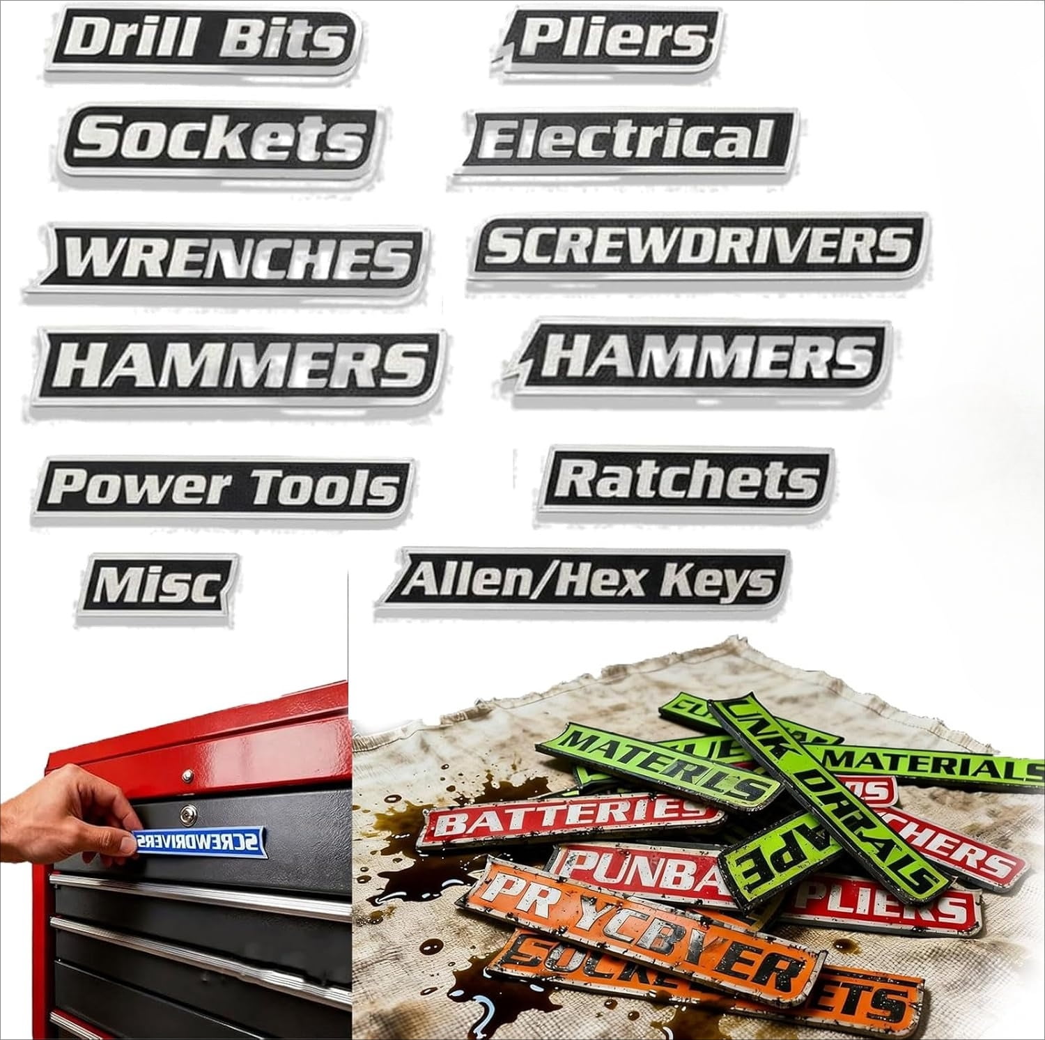 12/24/48-Pack of Magnetic Tool Box Labels, Upgraded Version 3D-Printed ...