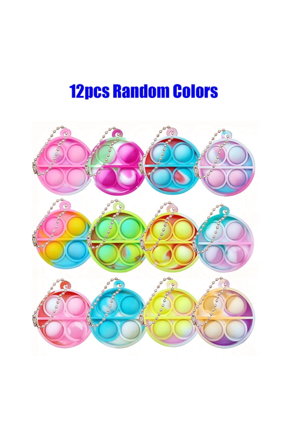 12/24/48Pcs Mini Pop Fidget Toy Pack Kit Keychain Stress Relief Toys Party Favors Office Desk Toy for Kids Adults Brinquedos