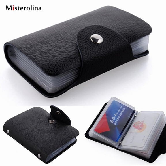 12/24 Cards Slots Leather Credit Card Pocket ID Card Holder H7Q5