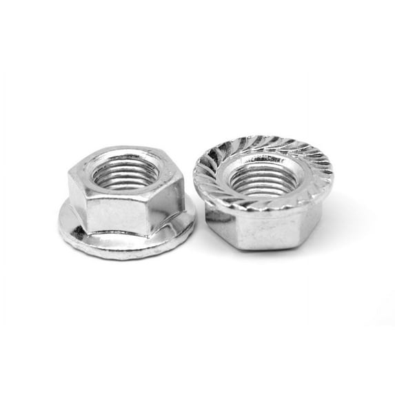 #12-24 Coarse Thread Hex Flange Nut with Serration Low Carbon Steel Zinc Plated Pk 50