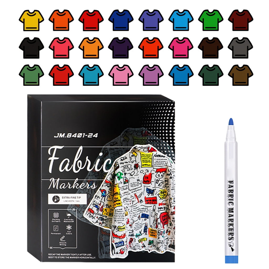 12/24 Color Permanent Fabric Pen for Clothes, Mediums Tip Permanent ...