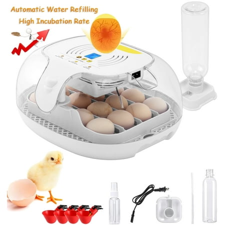 12-24 Egg Incubator with Automatic Egg Turning and Control Temperature, LED Display Incubator for Chicken Eggs with Auto-Adding Water, Sprinkler, Gift