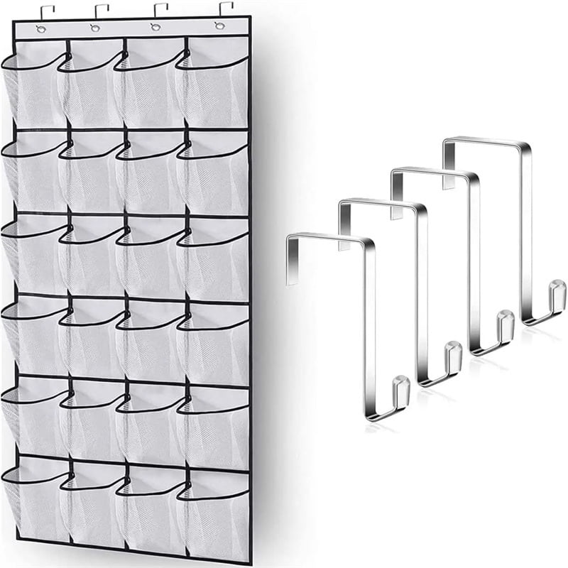 12/24 Grids Wall-Mounted Sundries Shoe Organiser Fabric Closet Bag ...