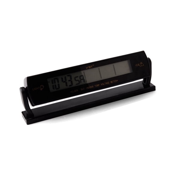 12/24 Hours Display Car Clock Calendar Inside Outside Thermometer Voltage Meter LCD Screen Voltmeter Blue Backlight