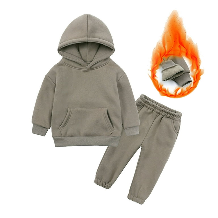 12 24 Months Kid s Clothing Sets Toddler Kids Baby Boy Girl Clothes Unisex Solid Sweatsuit Long Sleeve Warm Hooded Pullover Tops Pants Set Outfits Walmart