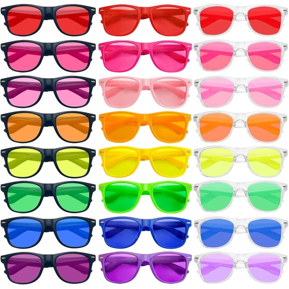 12/24  Neon Party Sunglasses Mirrored/Jelly Lens  Glasses Horn Rimmed Eyewear for Men Women