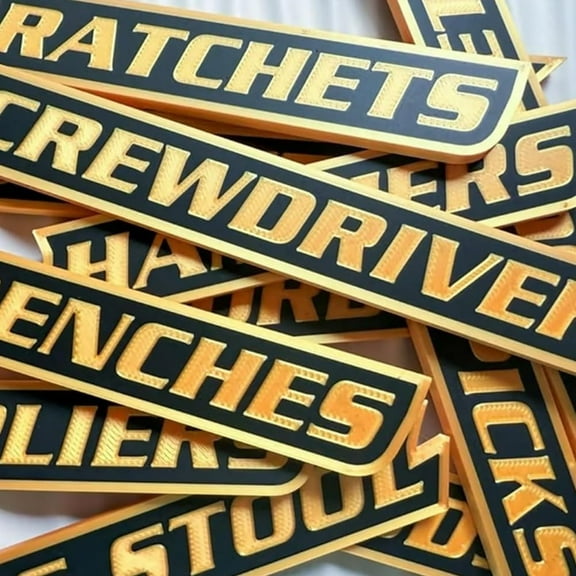 12/24 Pack of Magnetic Toolbox Labels, 3D Printed Personalized Metal Labels for Tool Boxes and Drawers, Durable Garage Storage Organization Magnets, Easy to Apply and Remove