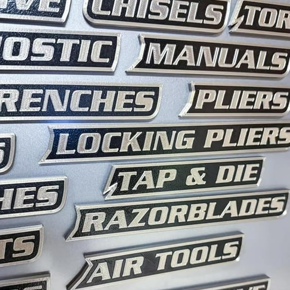 12/24 Pack of Magnetic Toolbox Labels, 3D Printed Personalized Metal Labels for Tool Boxes and Drawers, Durable Garage Storage Organization Magnets, Easy to Apply and Remove