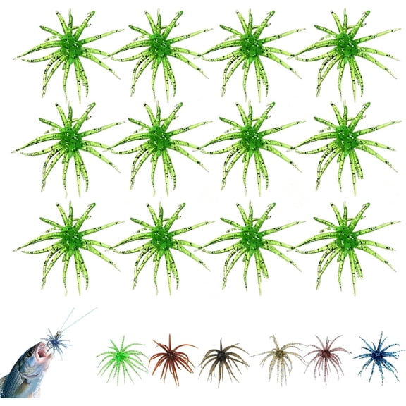 12/24 Pack Sea Urchin Bait, Soft Plastic Fishing Lure, Realistic Fuzzy Dice Fishing Lure with Reflective Stars, Artificial Worm Bait for Bass,Drop Shot,Finesse,Slow Sinking