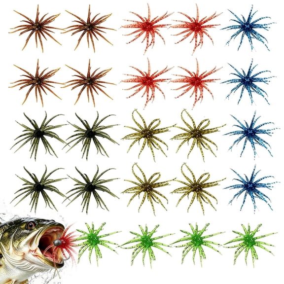 12/24 Pcs Sea Urchin Bait for Bass Fishing Lures, TPR Soft Plastic Fishing Lure, Realistic Fuzzy Dice Fishing Lure with Reflective Stars for Saltwater Fishing Lures Bass Perch