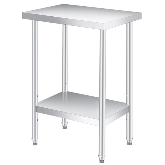 12*24 Stainless Steel Prep Table,Commercial Heavy Duty Worktable with Adjustable Undershelf,Workbench for Restaurant,Hotel Small Kitchen,Food Truck, Home Bars