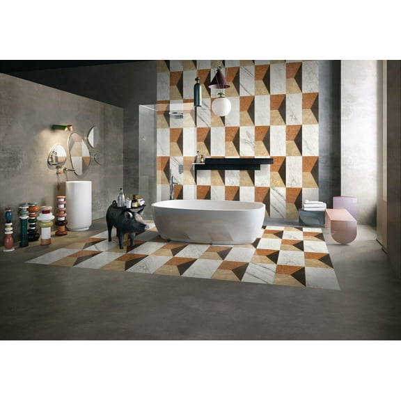 12*24 Waterjet Natural Marble Tiles (White/Gold/Red/Grey), Polished Finish, 2 Pcs/Box per Pattern, for Floor & Wall