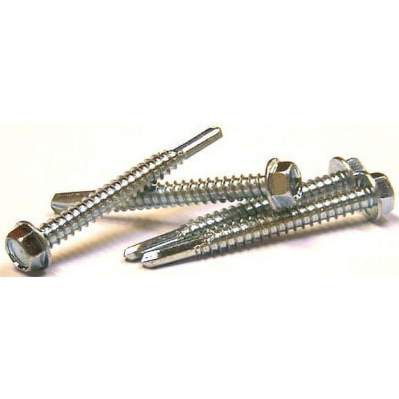 12-24 x 1 1/4" Self-Drilling Screws / Unslotted / Hex Washer Head / #5 Drill Pt / Steel / High Corrosion Silver Ruspert - 3000 Piece Carton