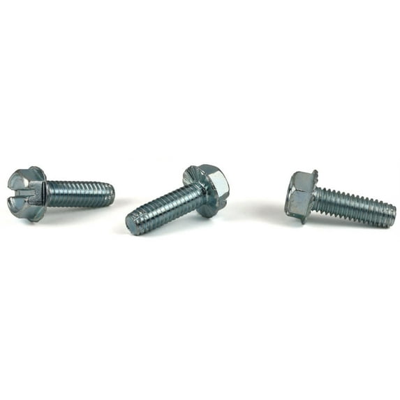 12-24 x 1" Type F Thread Cutting Screws / Slotted / Hex Washer Head / Steel / Zinc / Serrated - 3000 Piece Carton