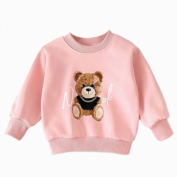 12-24Months Toddler Girls Crewneck Sweatshirt Bear Applique