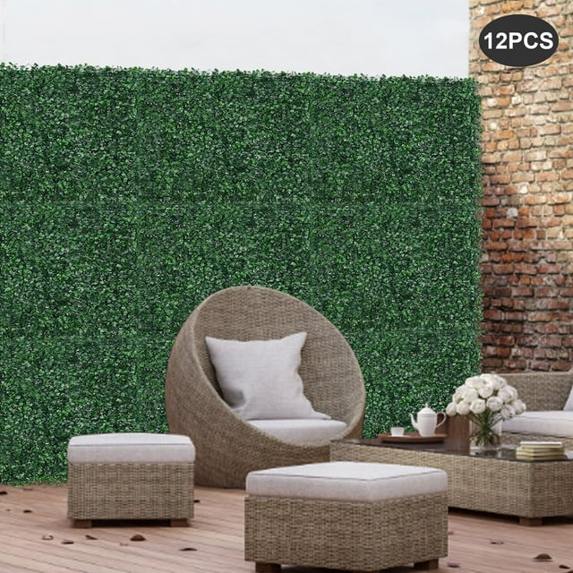 12 / 24PCS Green PE Artificial Grass Backdrop Wall Artificial Boxwood