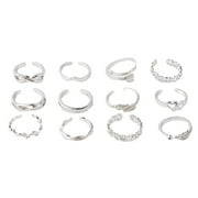 12/24PCs Adjustable Jewelry Silver Open Toe Finger Rings New Foot Set M1I8