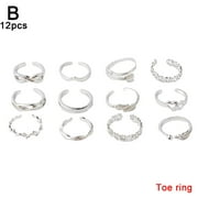 12/24PCs Adjustable Jewelry Silver Open Toe Ring Finger Foot Rings New Set J7N0