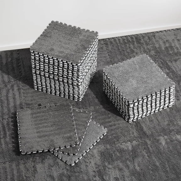 12/24Pcs Gray Bedroom Interlocking Carpet Tiles EVA Mat Set Ideal for Offices, Bedrooms, and Indoor Use Toy Mat Set Square Design Soft Carpet