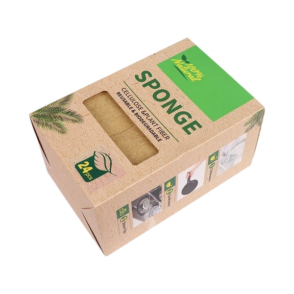 12/24Pcs Natural Sisal Wood Pulps Sponge Scrubbers Scouring Pad For Effective Kitchen And Bathroom