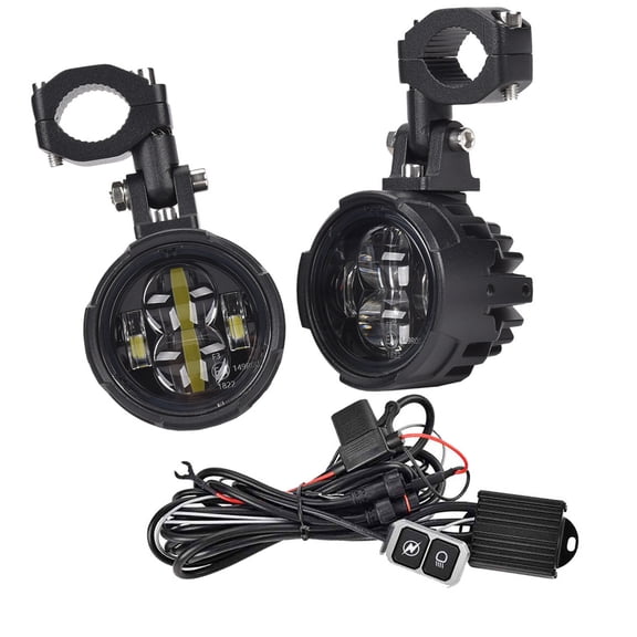 12-24V 100W Waterproof Motorcycle Headlight Auxiliary Driving Light Double Color Fog Lamp High Durability Construction