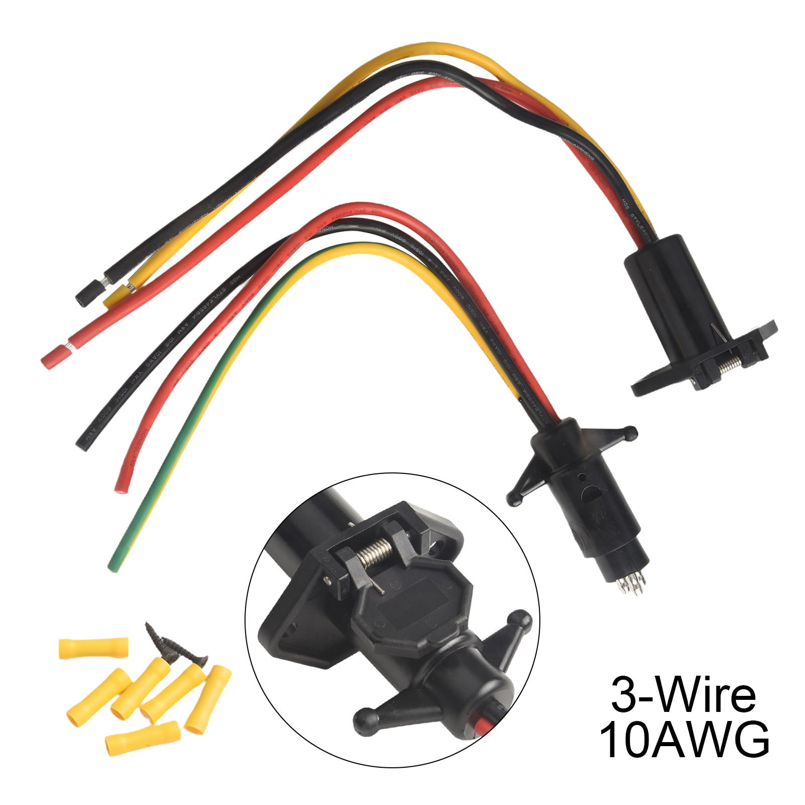 1224V 3 Wire 10 Gauge Trolling Motor Plug And Socket Set for Marine