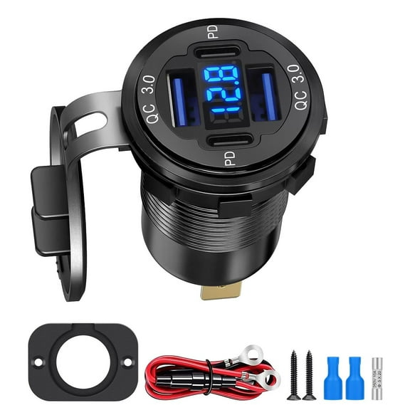 12-24V 4 Port Fast Car Charger QC3.0 & PD USB-C Outlet Socket for Boat RV MarineTAPDRA Spare Part